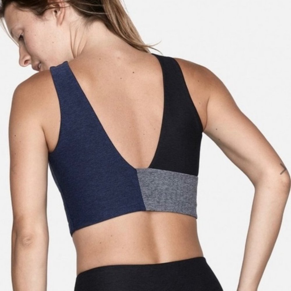 Outdoor Voices Venus Crop Blue and Gray Sports Bra